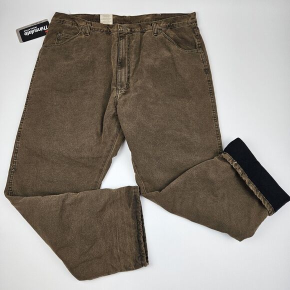 Wrangler Rugged Wear Jeans Mens 42x30 Thermal Lined Relaxed Quilted Thinsulate - Picture 2 of 11
